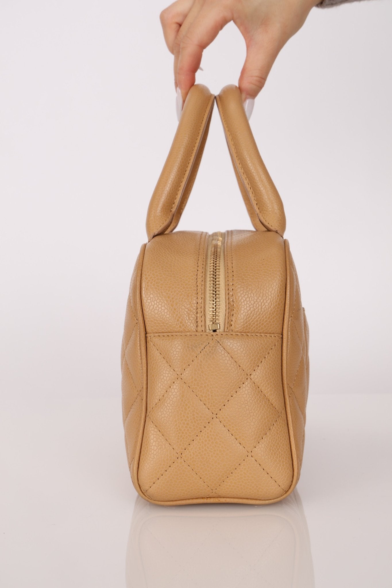 Chanel 2004 Beige Caviar Timeless Boston Bag 24k GP - FashioNica