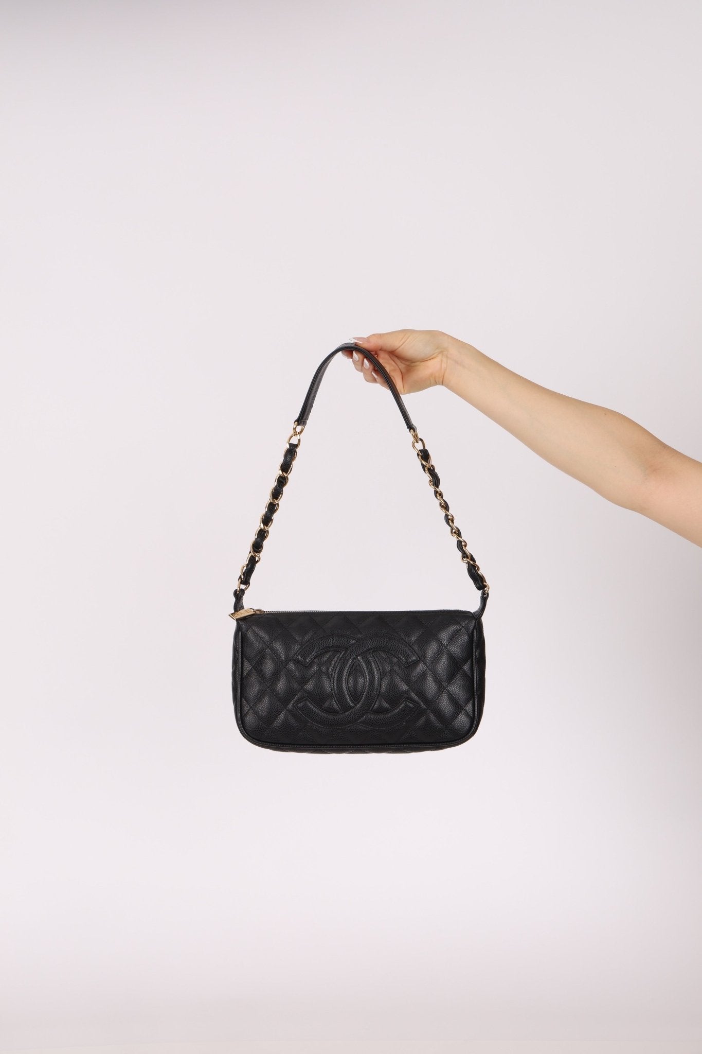 Chanel 2004 Black Caviar Timeless Pochette 24K GP - FashioNica
