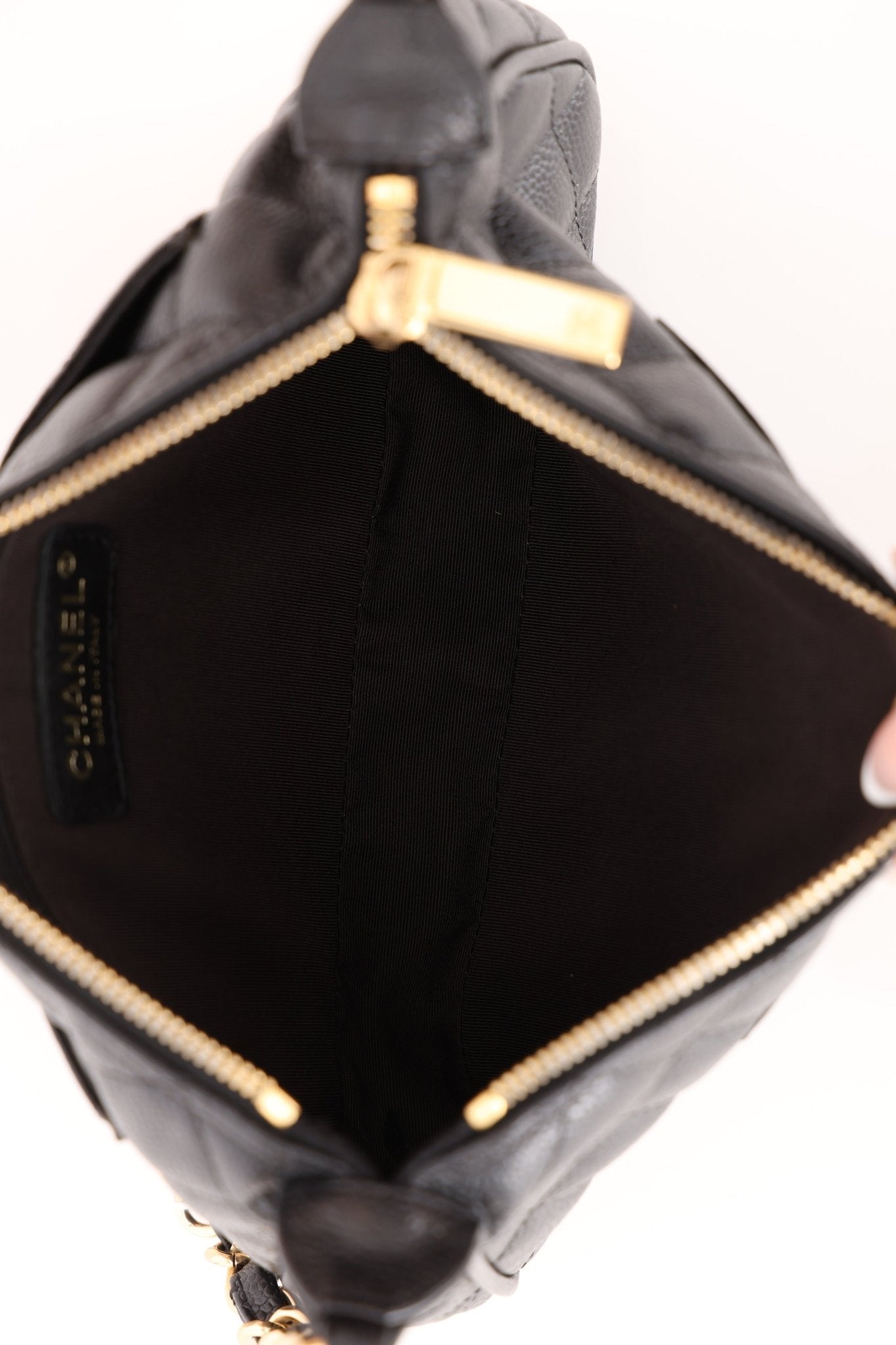 Chanel 2004 Black Caviar Timeless Pochette 24K GP - FashioNica