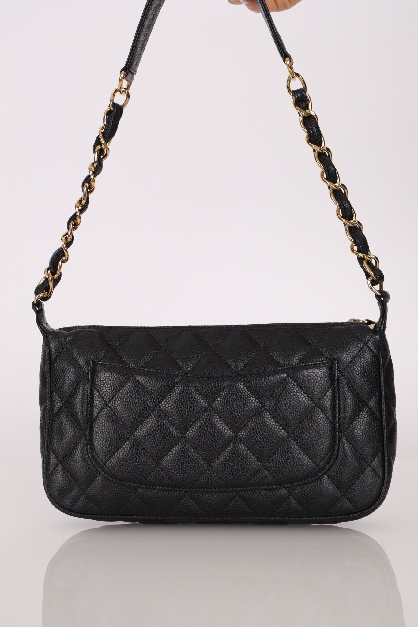 Chanel 2004 Black Caviar Timeless Pochette 24K GP - FashioNica