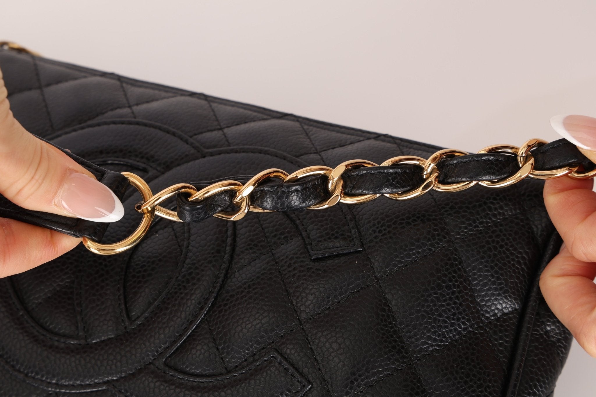 Chanel 2004 Black Caviar Timeless Pochette 24K GP - FashioNica