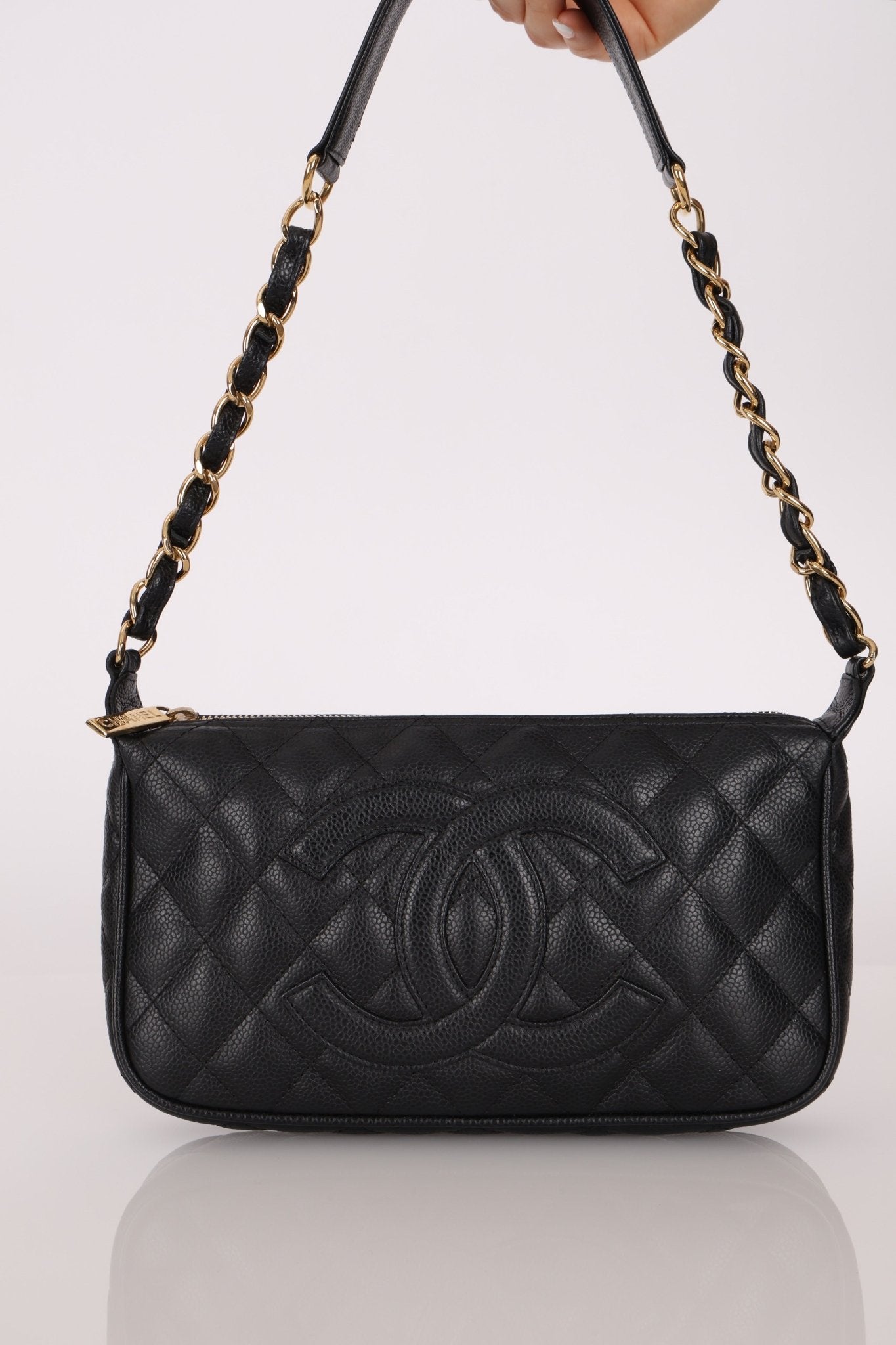 Chanel 2004 Black Caviar Timeless Pochette 24K GP - FashioNica