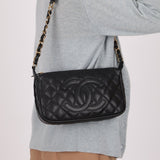 Chanel 2004 Black Caviar Timeless Pochette 24K GP - FashioNica