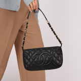 Chanel 2004 Black Caviar Timeless Pochette 24K GP - FashioNica