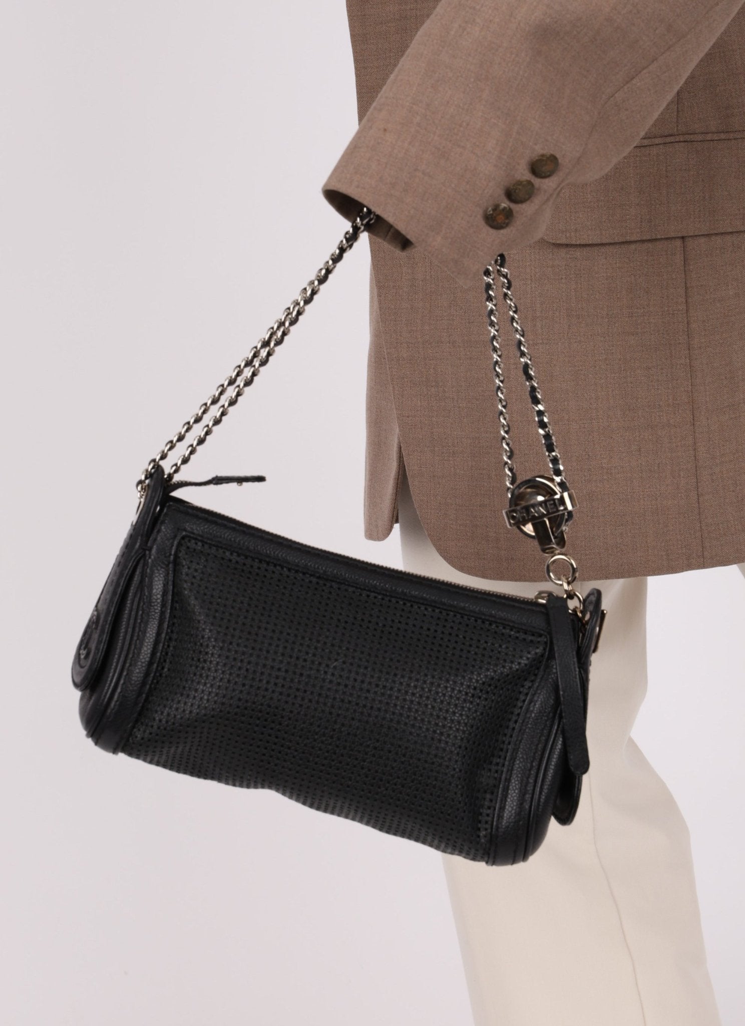 Chanel 2004 Caviar Perforated Pulley Shoulder Bag - FashioNica