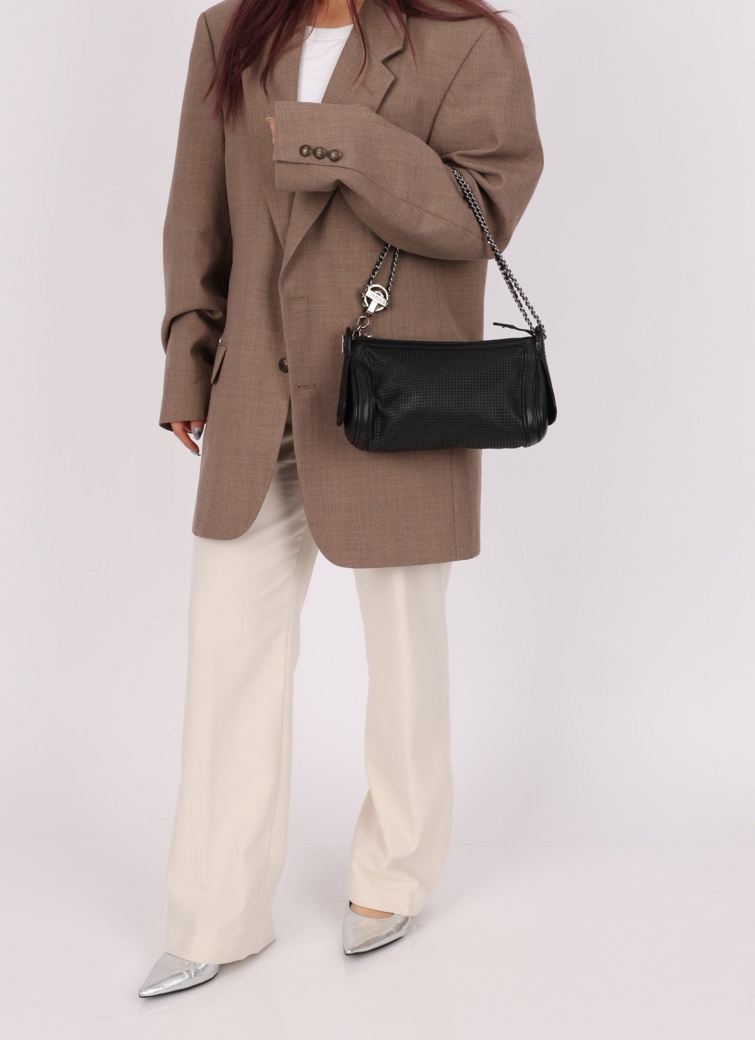 Chanel 2004 Caviar Perforated Pulley Shoulder Bag - FashioNica