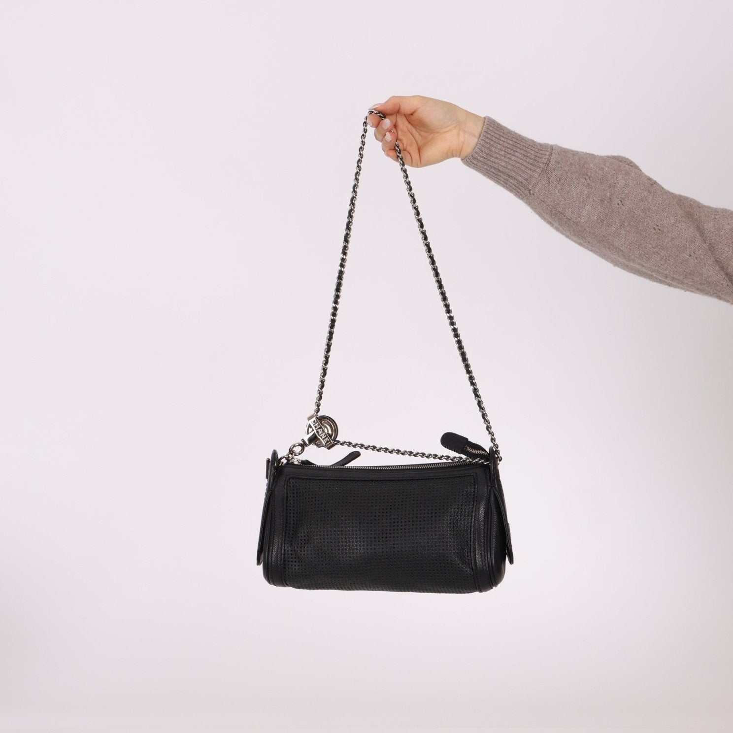 Chanel 2004 Caviar Perforated Pulley Shoulder Bag - FashioNica