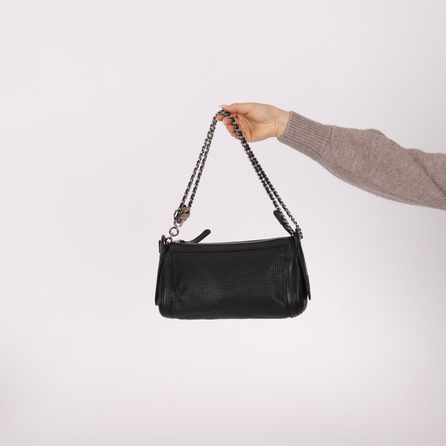 Chanel 2004 Caviar Perforated Pulley Shoulder Bag - FashioNica