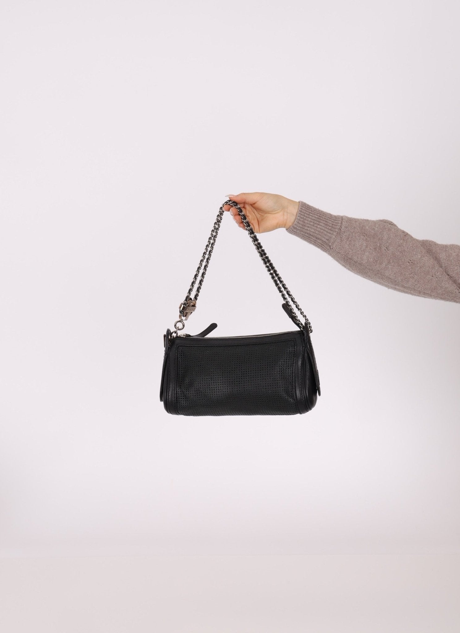 Chanel 2004 Caviar Perforated Pulley Shoulder Bag - FashioNica