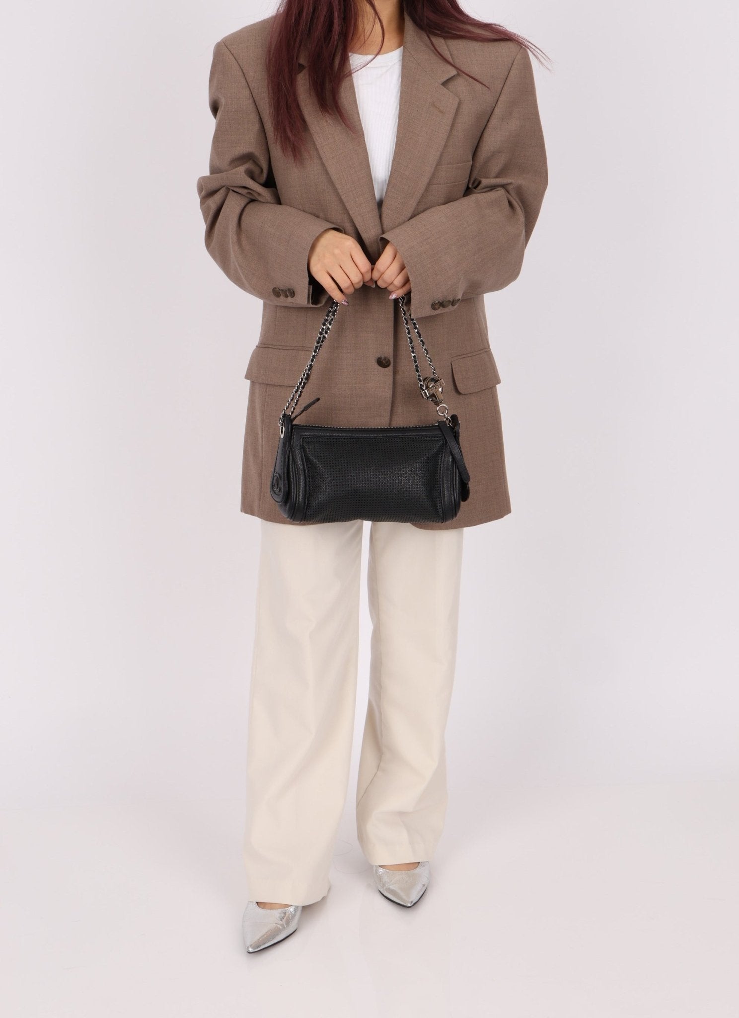 Chanel 2004 Caviar Perforated Pulley Shoulder Bag - FashioNica