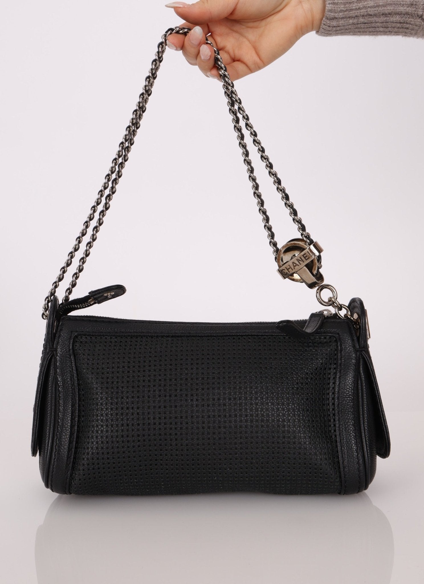 Chanel 2004 Caviar Perforated Pulley Shoulder Bag - FashioNica