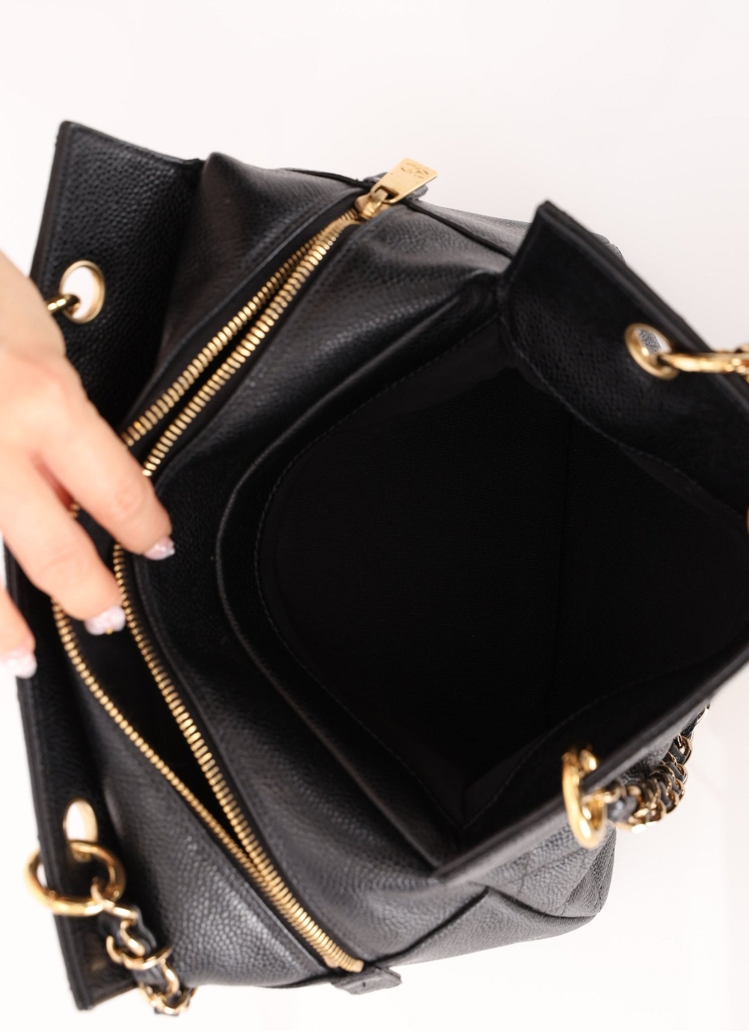 Chanel 2004 Caviar Timeless Zip Chain Tote - FashioNica