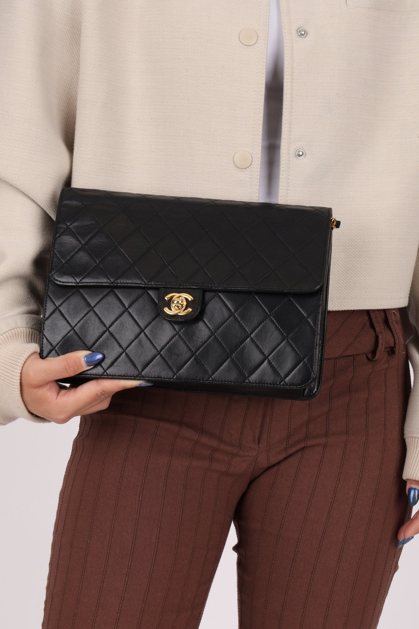 Chanel 2004 Lambskin Turnlock Half Flap 24K GP - FashioNica