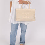 Chanel 2004 Linen Timeless Tote - FashioNica