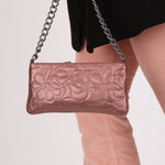 Chanel 2004 Metallic Rose - Gold Camellia Chain Pochette - FashioNica