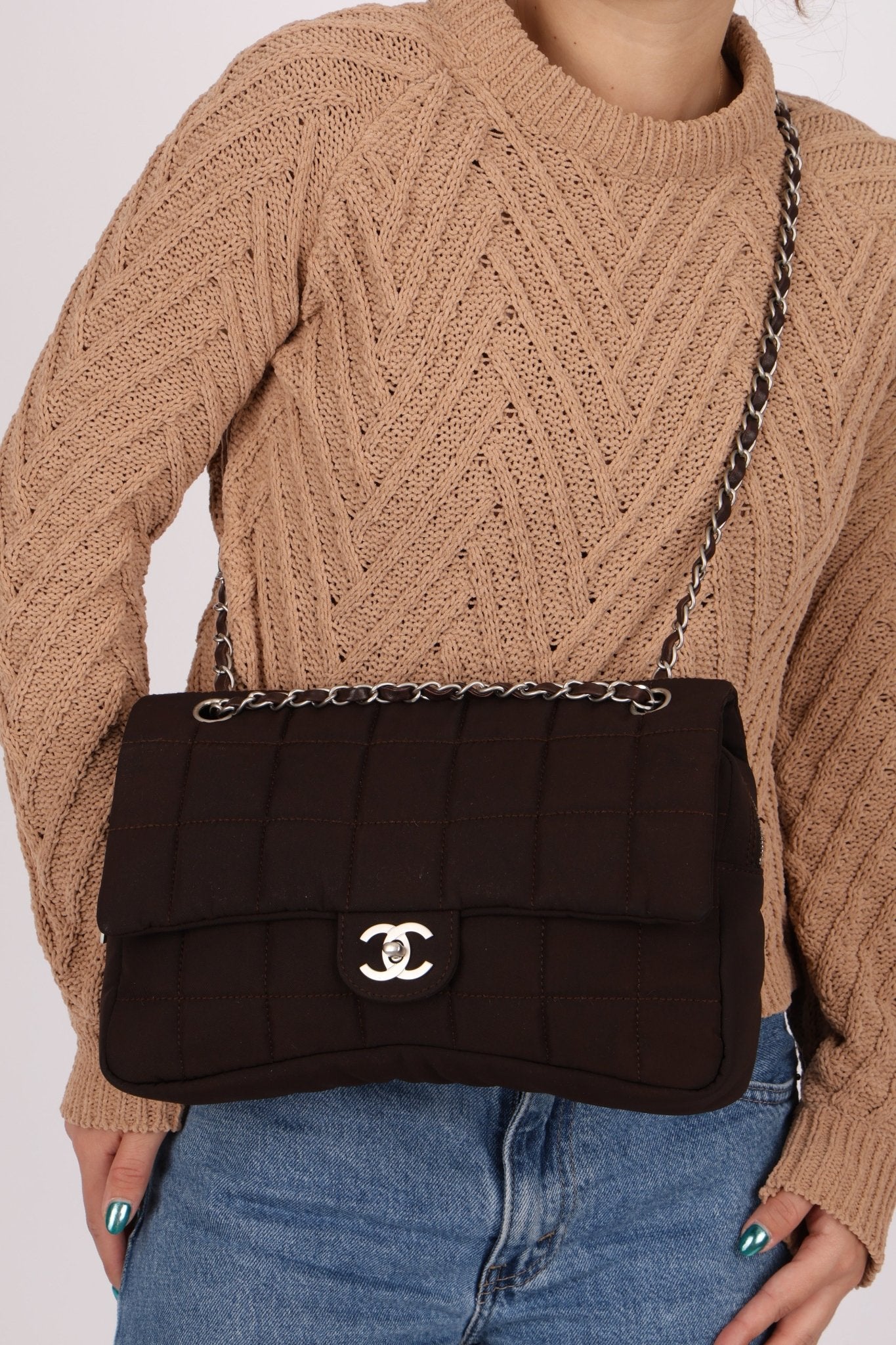 Chanel 2004 Nylon Chocolate Bar Easy Flap Bag - FashioNica