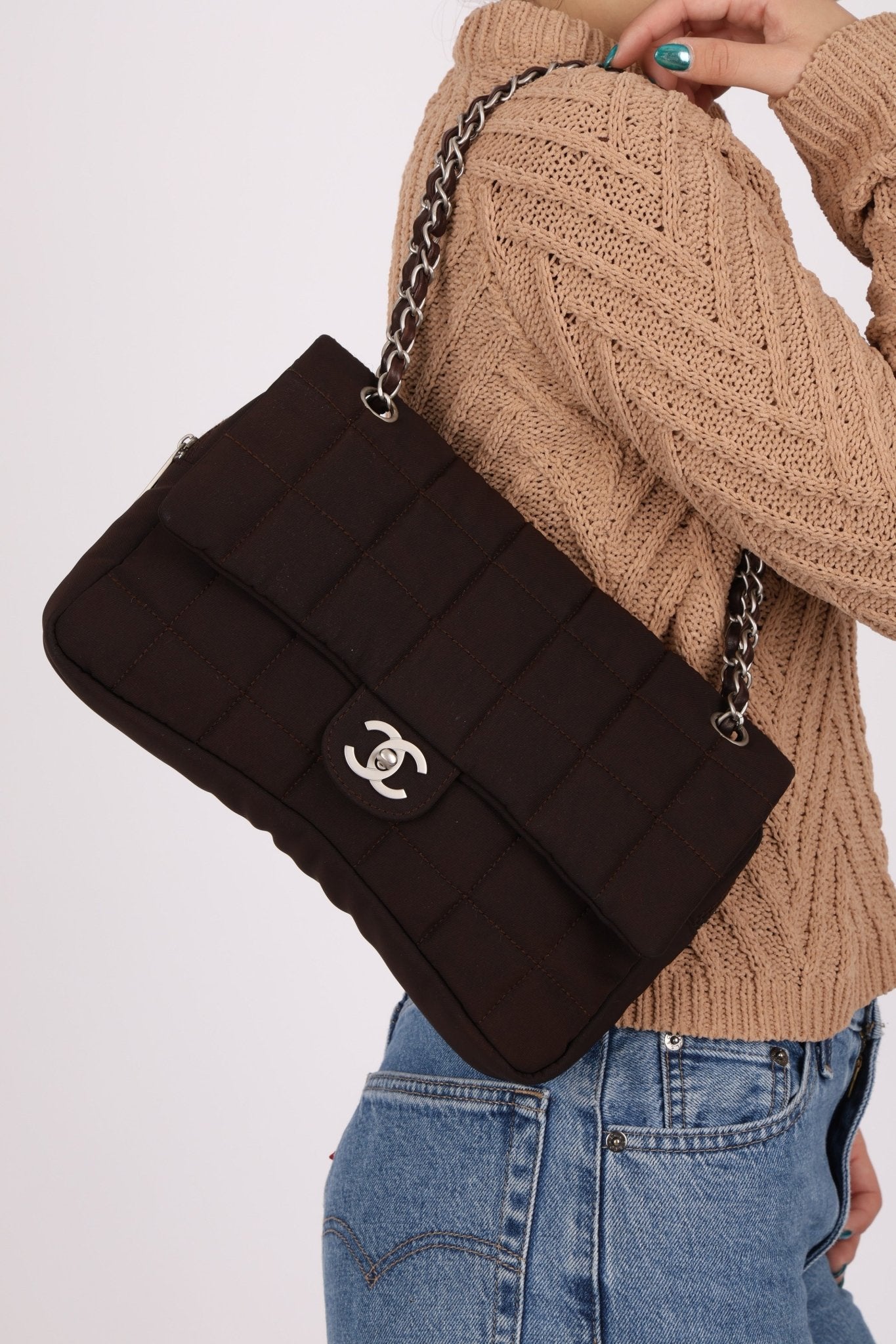 Chanel 2004 Nylon Chocolate Bar Easy Flap Bag - FashioNica