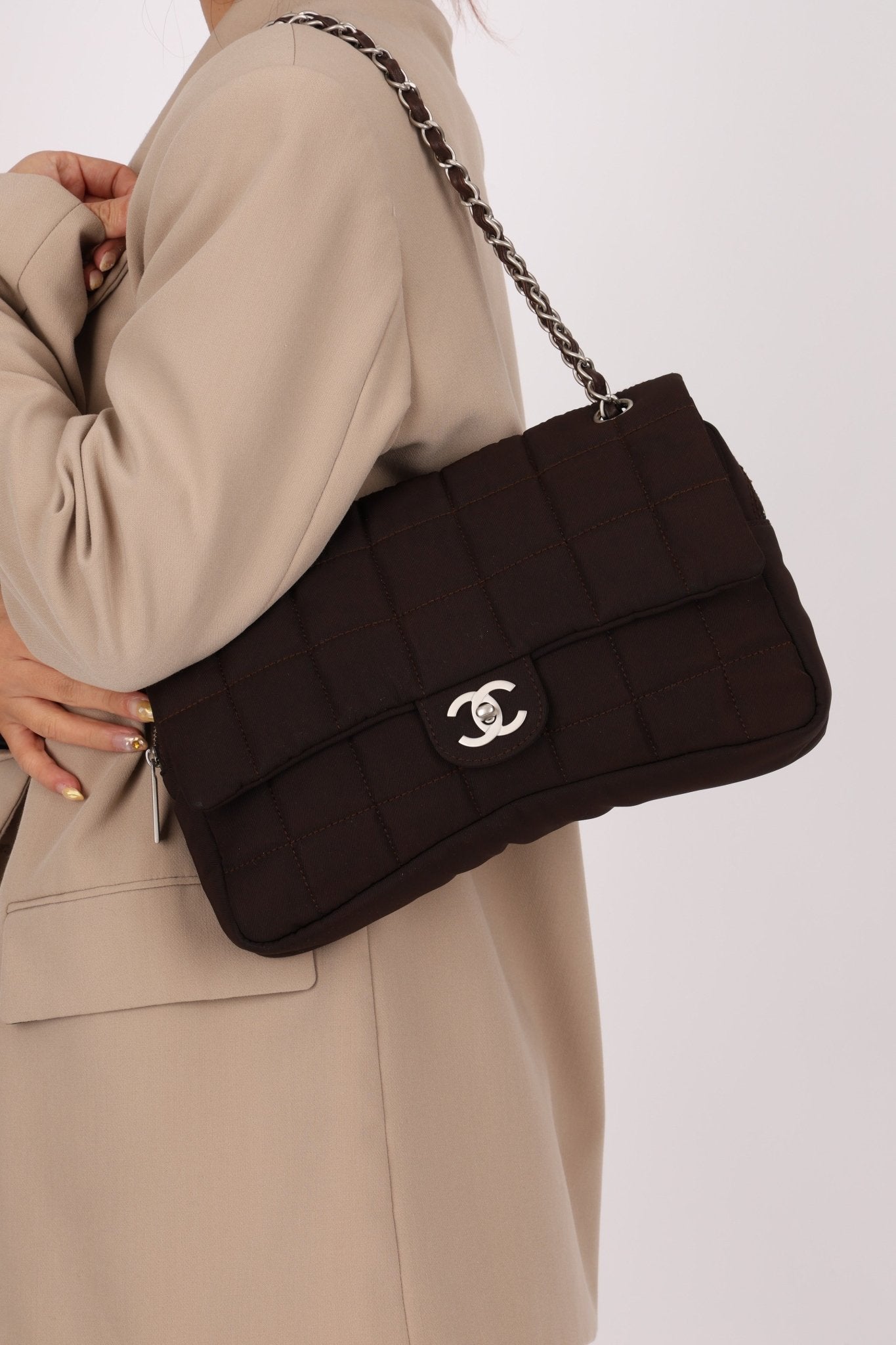 Chanel 2004 Nylon Chocolate Bar Easy Flap Bag - FashioNica