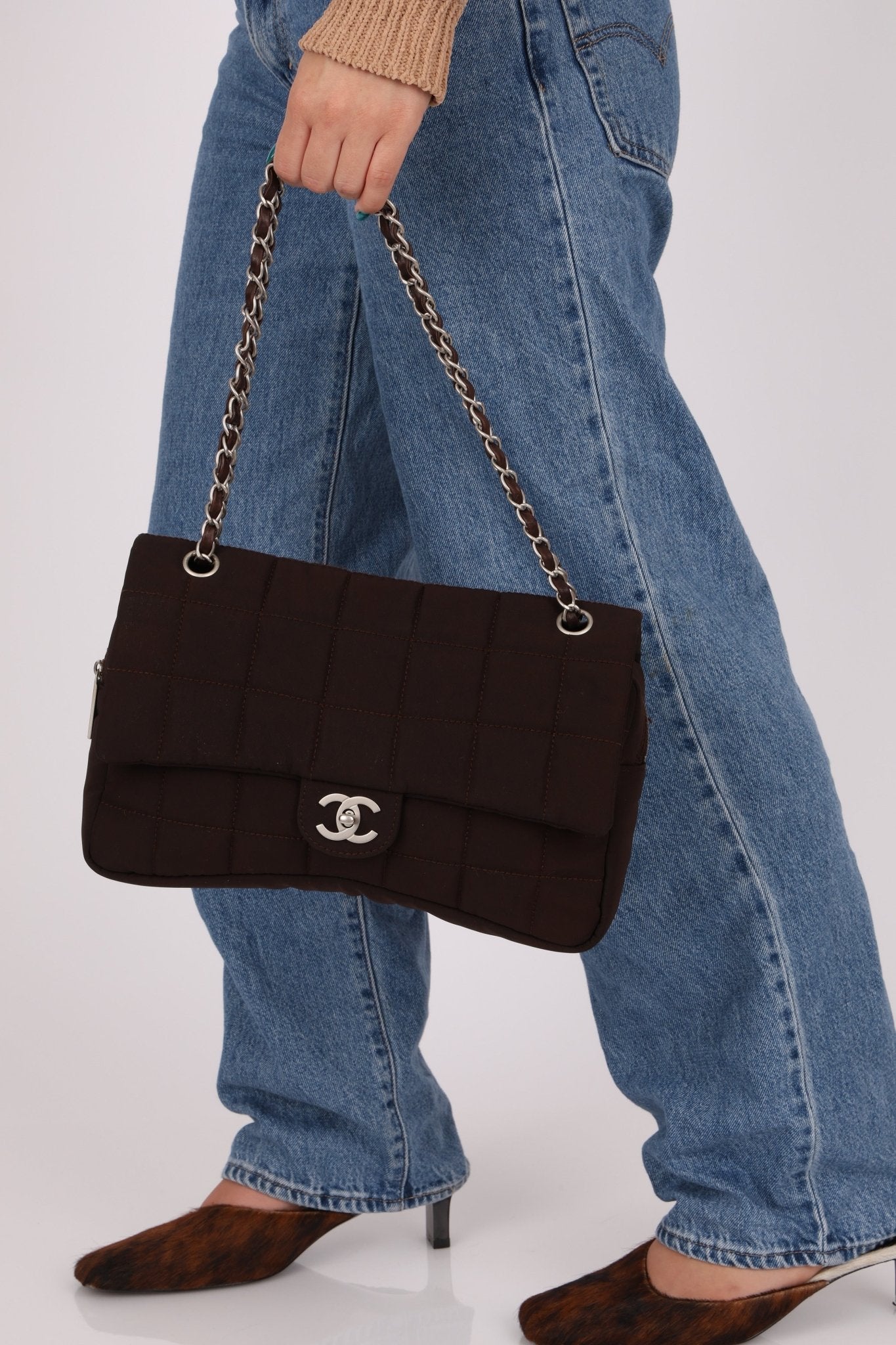 Chanel 2004 Nylon Chocolate Bar Easy Flap Bag - FashioNica