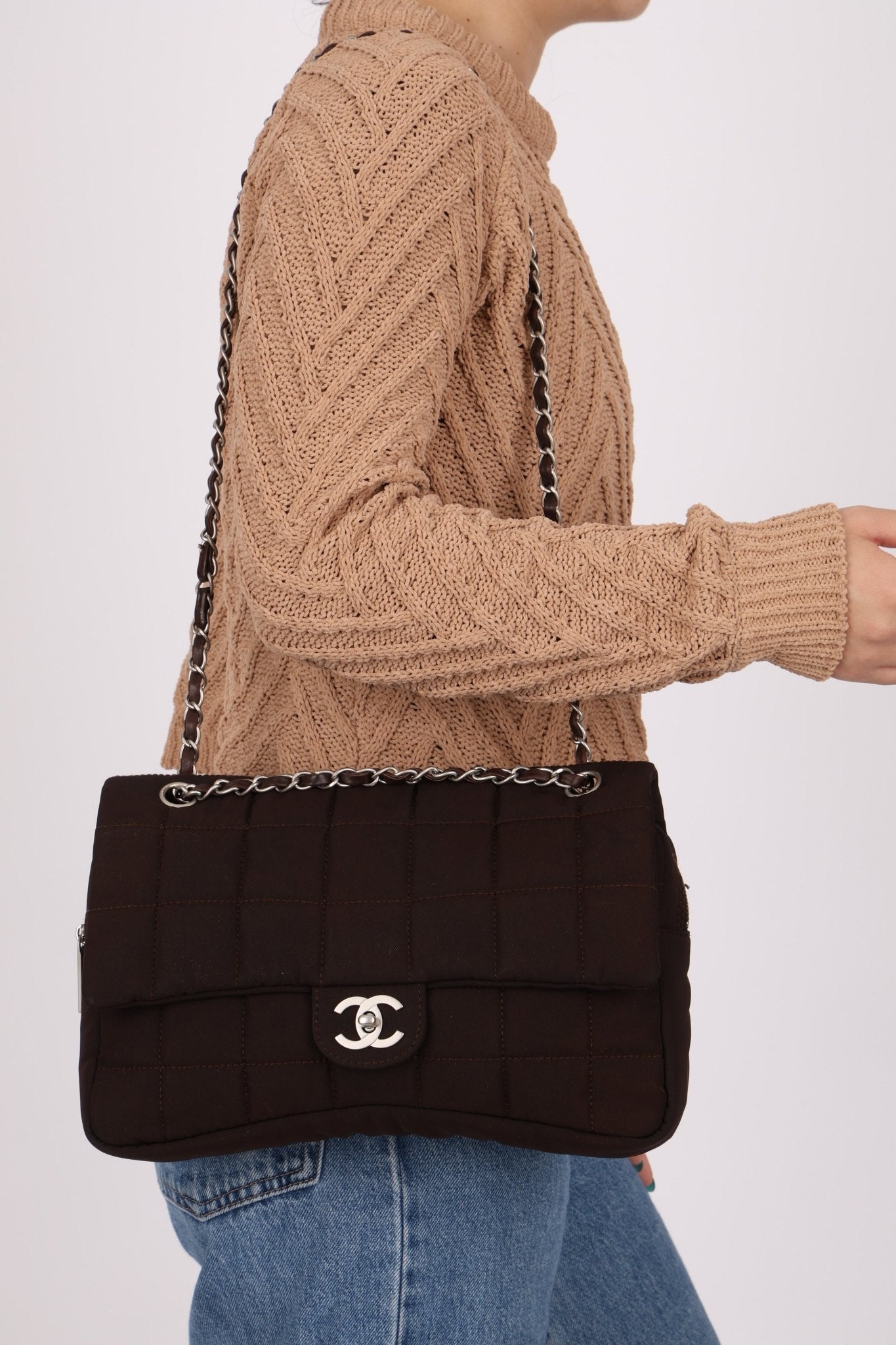 Chanel 2004 Nylon Chocolate Bar Easy Flap Bag - FashioNica