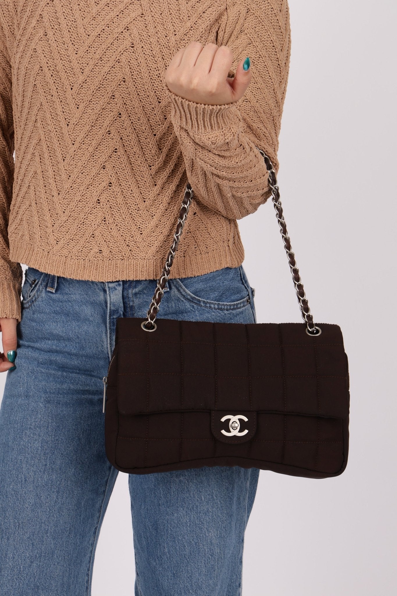 Chanel 2004 Nylon Chocolate Bar Easy Flap Bag - FashioNica