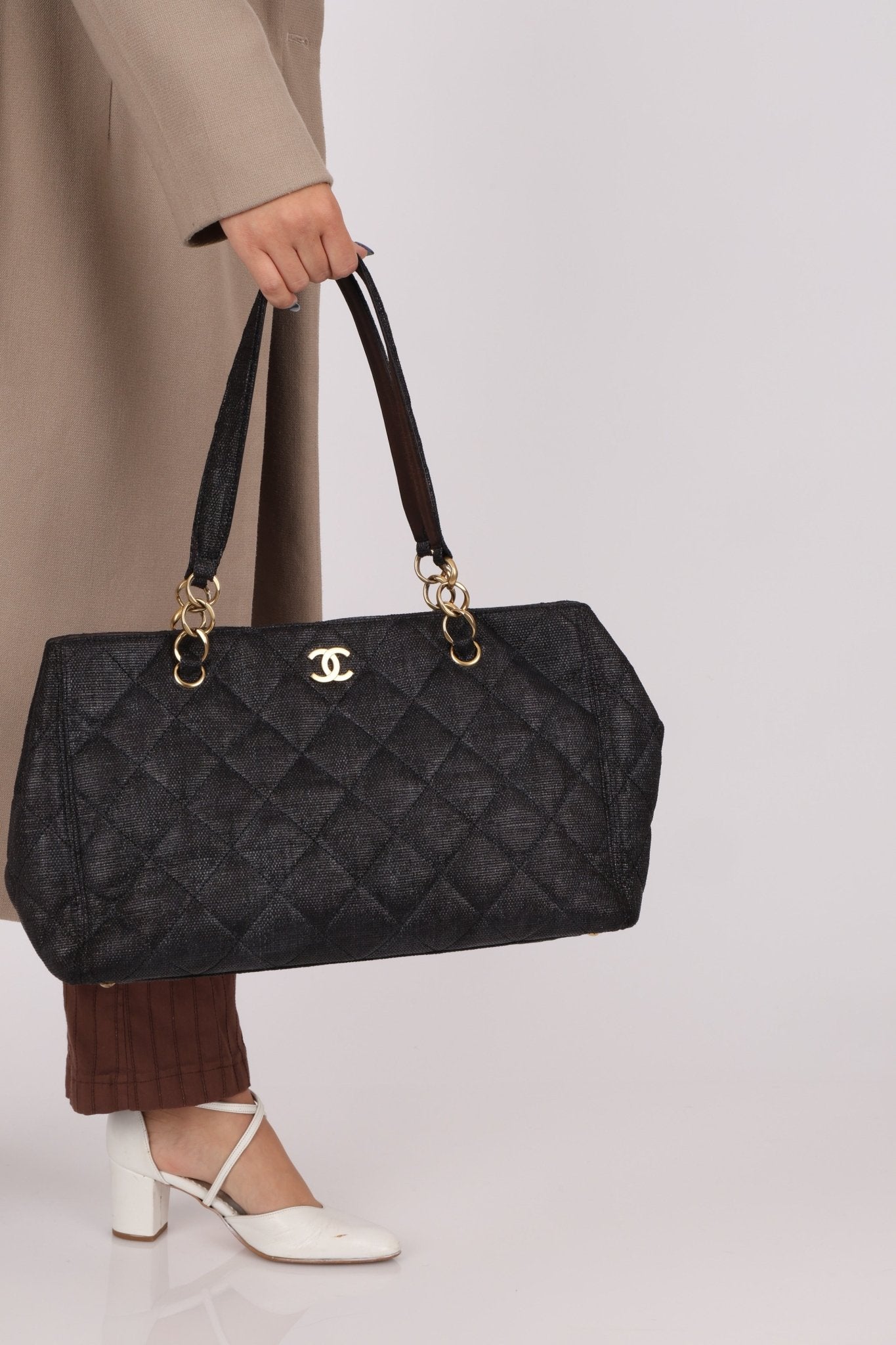Chanel 2004 Quilted Raffia CC Tote - FashioNica