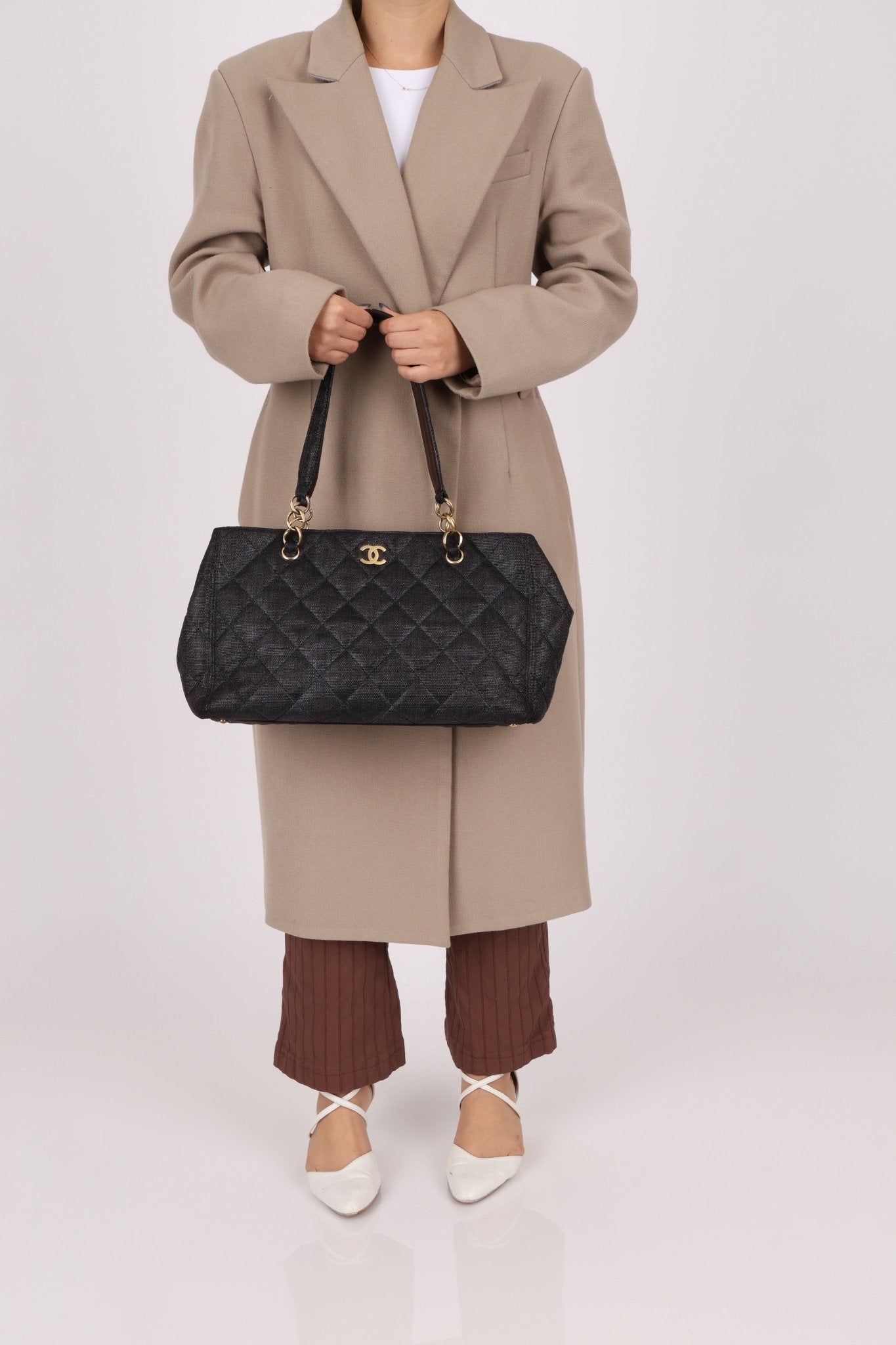 Chanel 2004 Quilted Raffia CC Tote - FashioNica