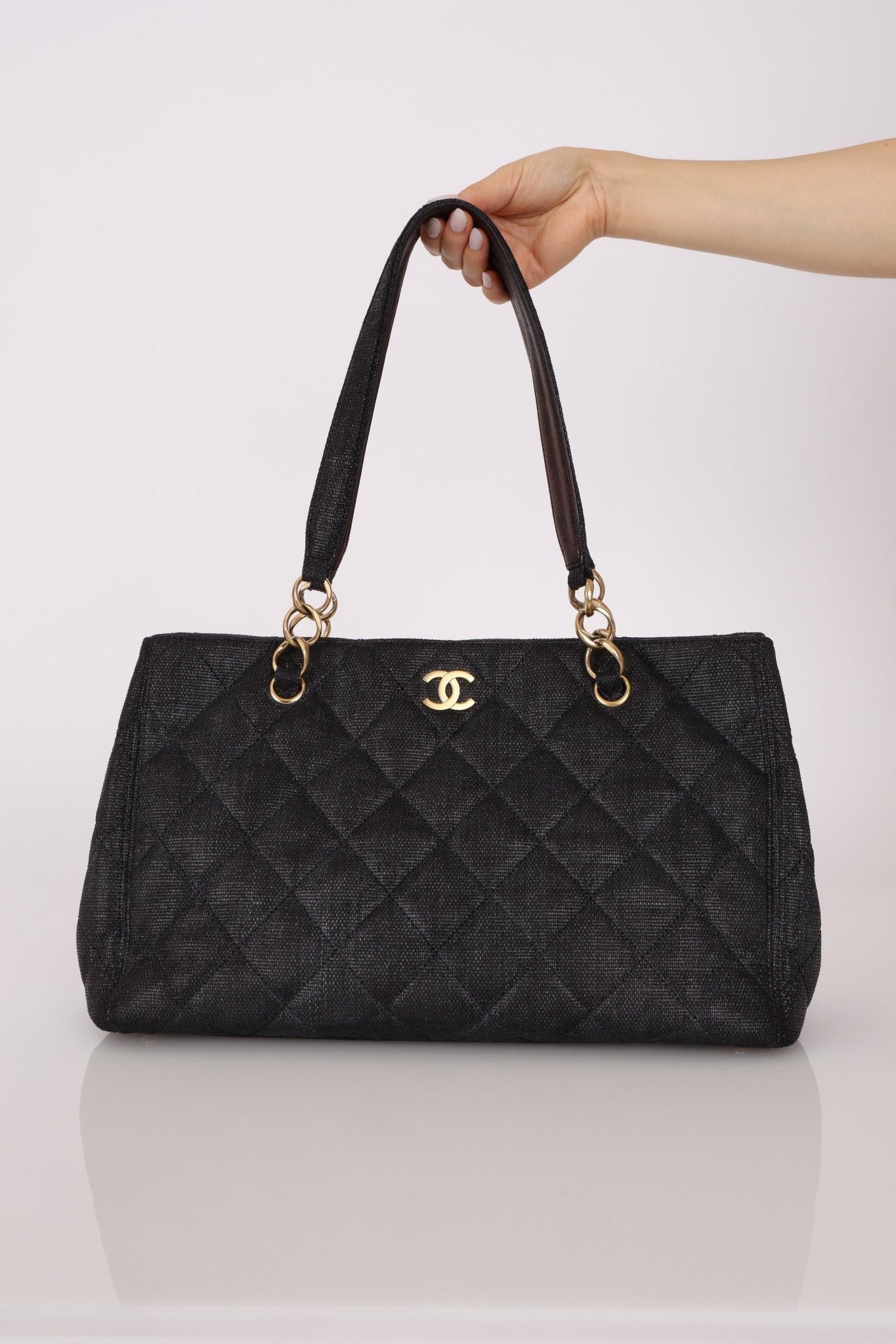 Chanel 2004 Quilted Raffia CC Tote - FashioNica