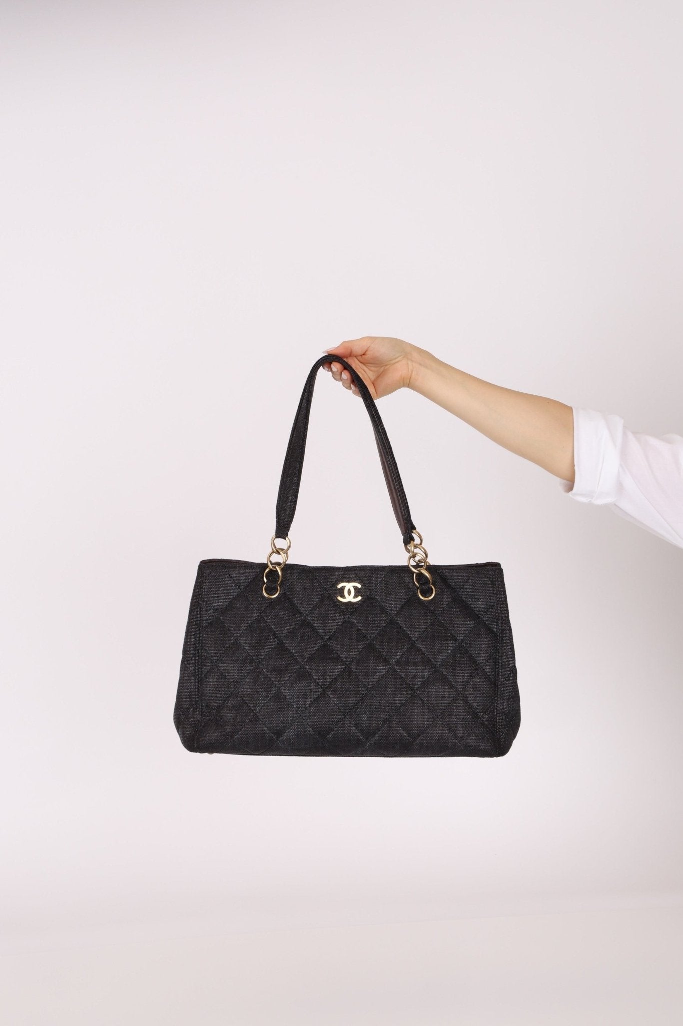 Chanel 2004 Quilted Raffia CC Tote - FashioNica
