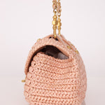 Chanel 2005 Lambskin & Raffia Turnlock Chain Shoulder Bag - FashioNica