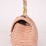 Chanel 2005 Lambskin & Raffia Turnlock Chain Shoulder Bag - FashioNica