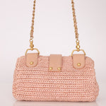 Chanel 2005 Lambskin & Raffia Turnlock Chain Shoulder Bag - FashioNica