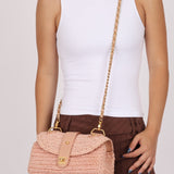 Chanel 2005 Lambskin & Raffia Turnlock Chain Shoulder Bag - FashioNica