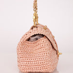 Chanel 2005 Lambskin & Raffia Turnlock Chain Shoulder Bag - FashioNica