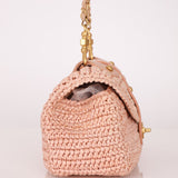 Chanel 2005 Lambskin & Raffia Turnlock Chain Shoulder Bag - FashioNica