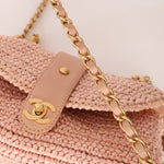 Chanel 2005 Lambskin & Raffia Turnlock Chain Shoulder Bag - FashioNica