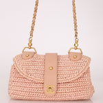 Chanel 2005 Lambskin & Raffia Turnlock Chain Shoulder Bag - FashioNica