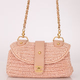 Chanel 2005 Lambskin & Raffia Turnlock Chain Shoulder Bag - FashioNica