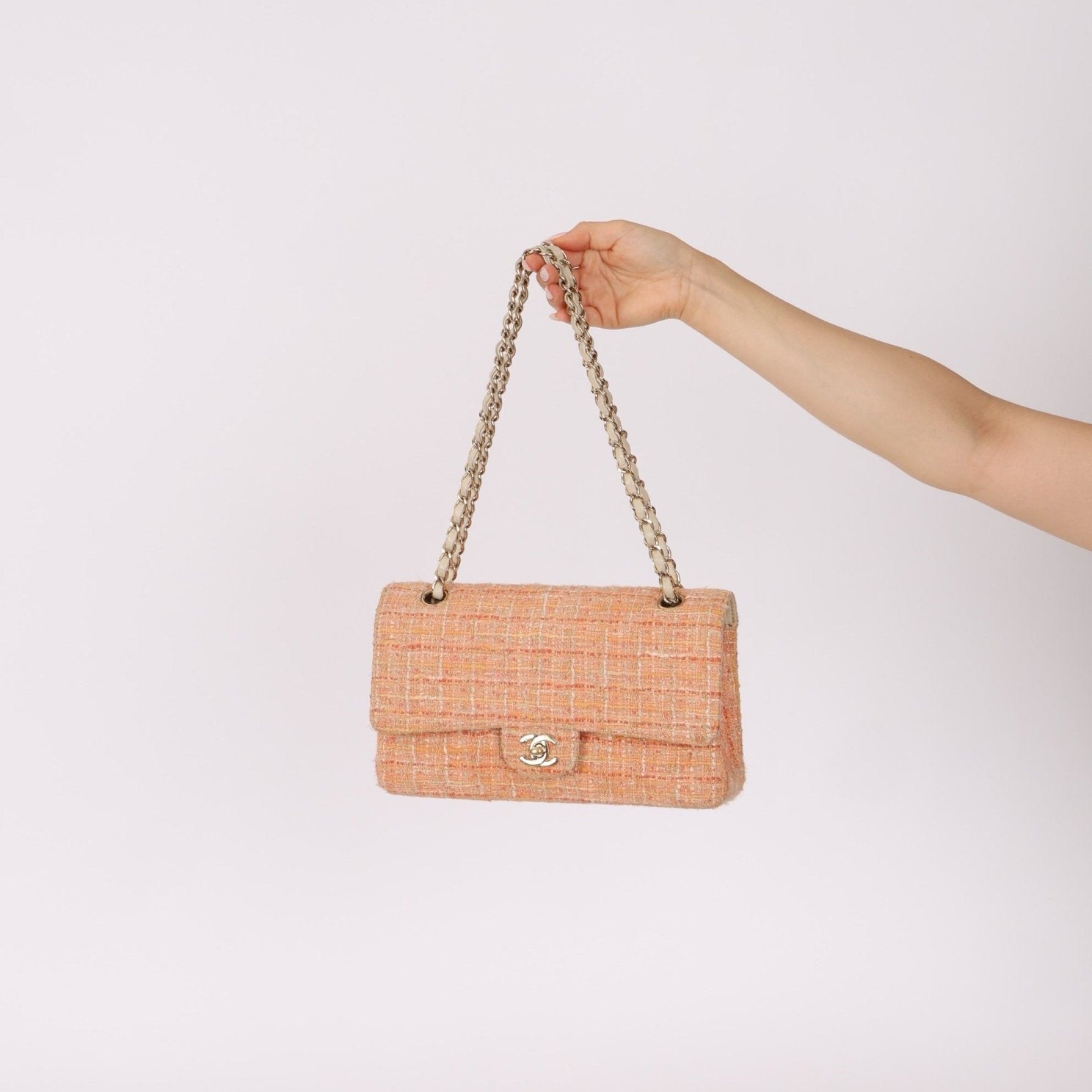 Chanel 2005 Tweed Creamsicle Classic Medium Double Flap - FashioNica