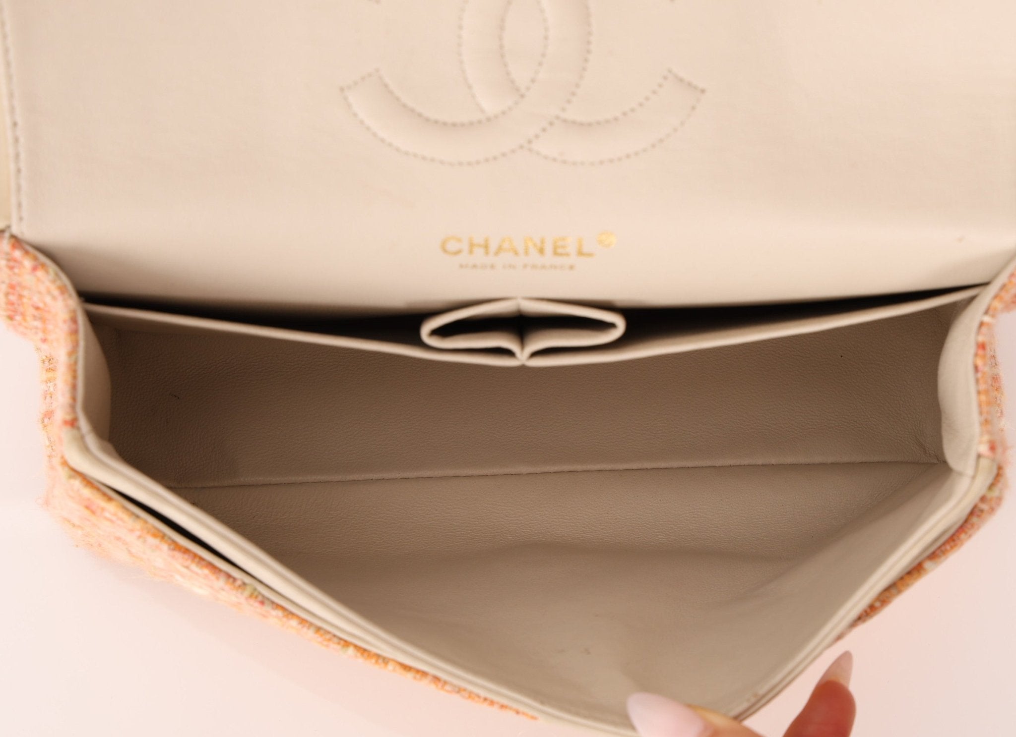 Chanel 2005 Tweed Creamsicle Classic Medium Double Flap - FashioNica