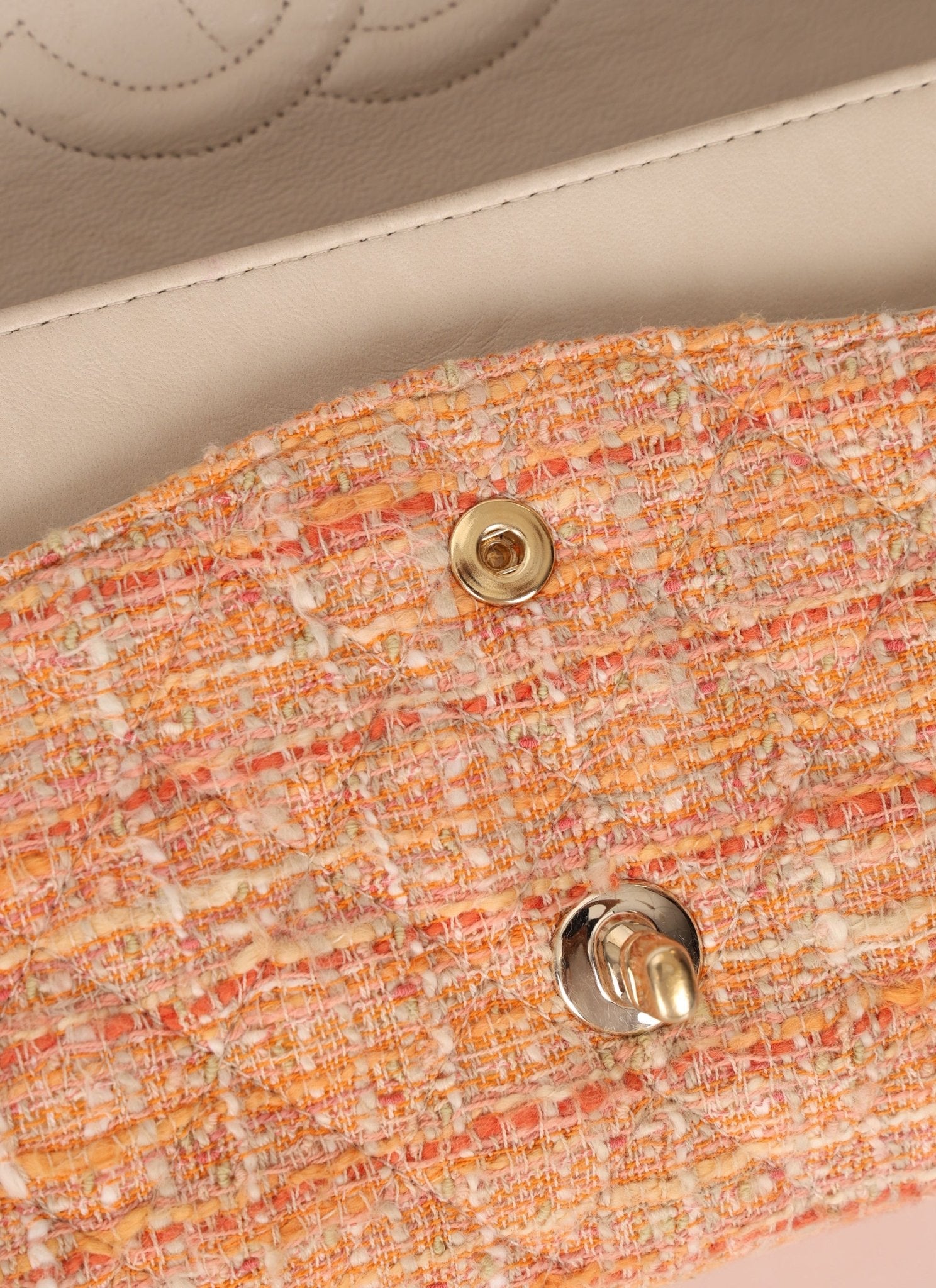 Chanel 2005 Tweed Creamsicle Classic Medium Double Flap - FashioNica