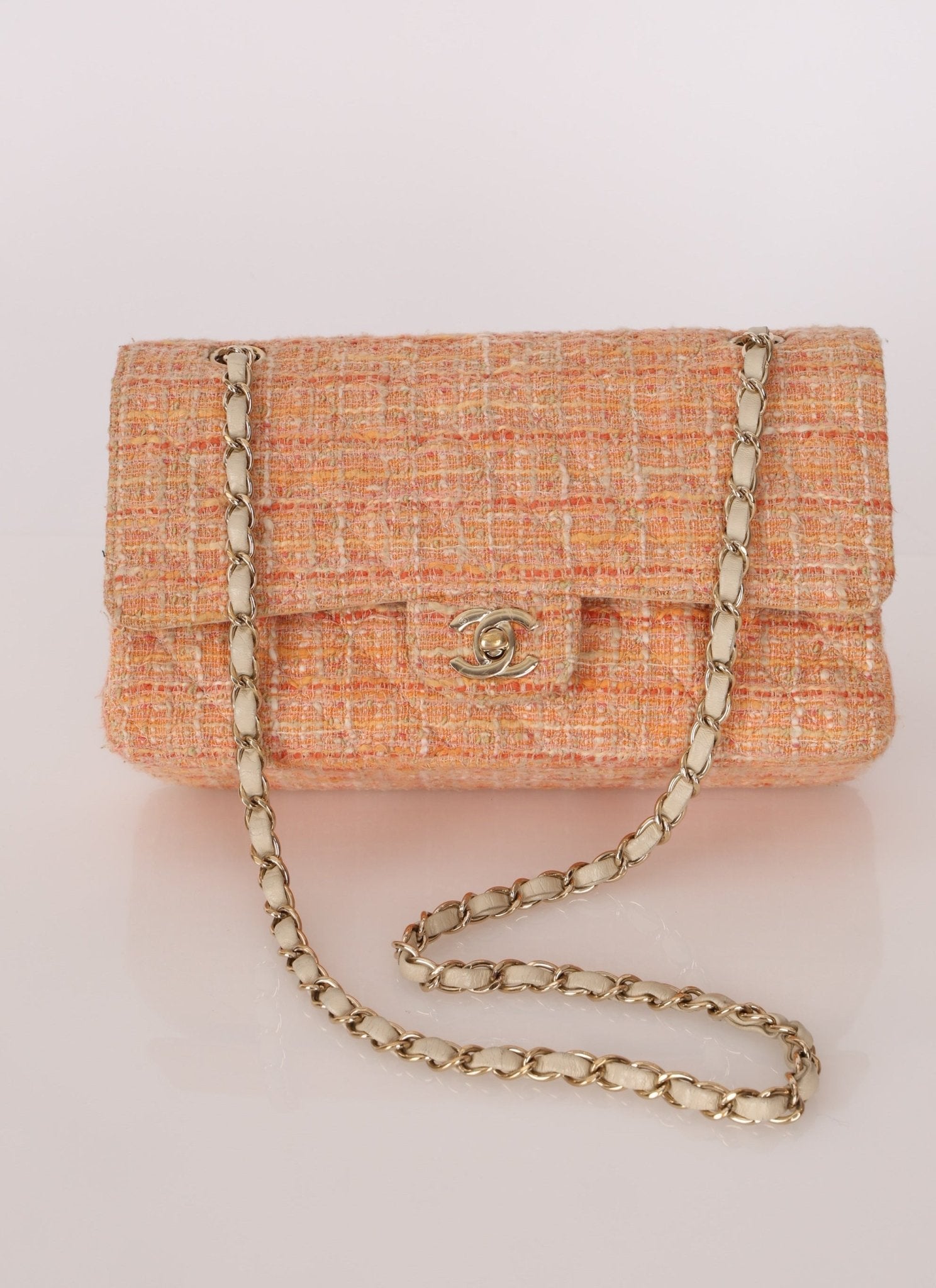 Chanel 2005 Tweed Creamsicle Classic Medium Double Flap - FashioNica
