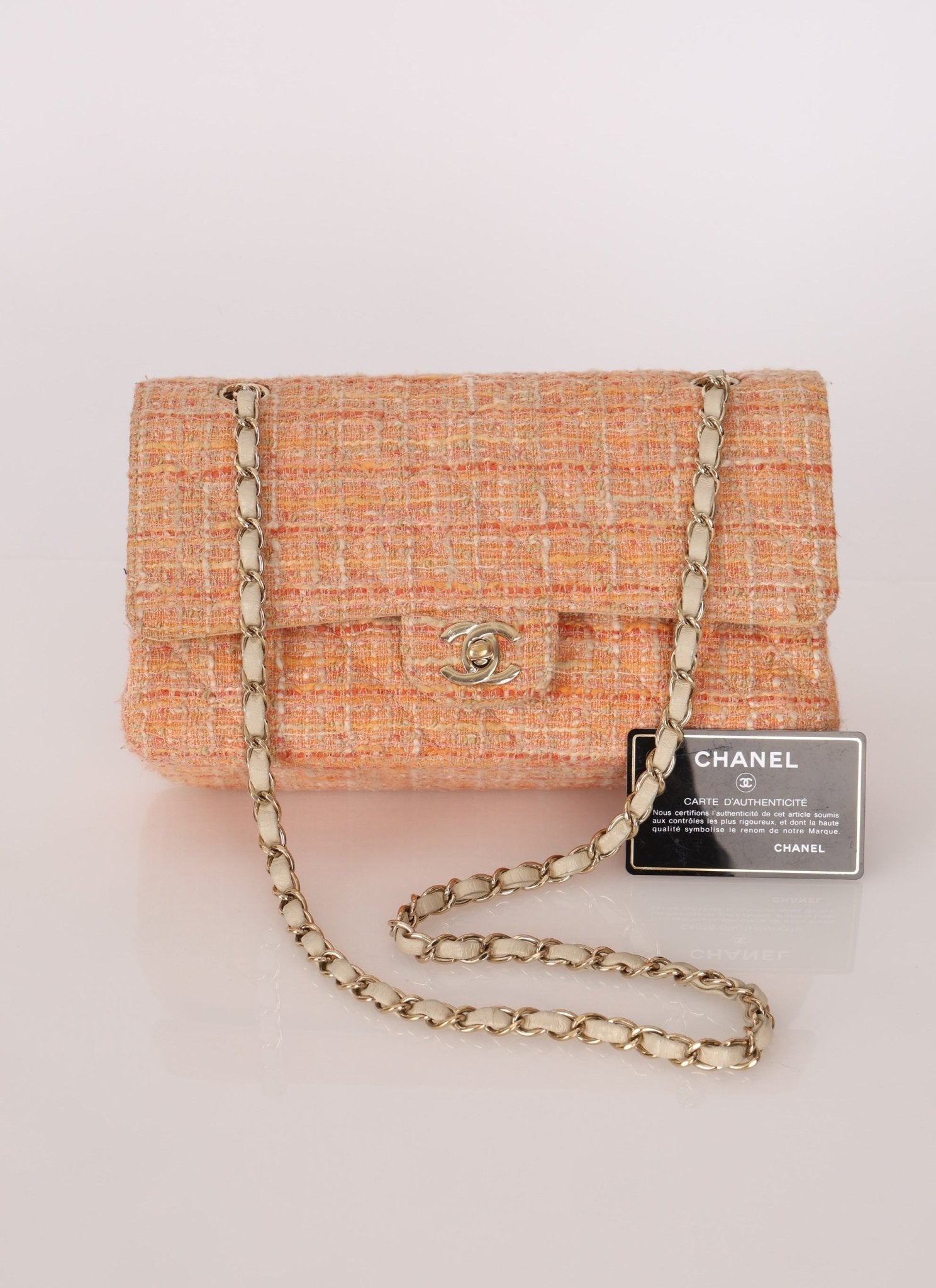 Chanel 2005 Tweed Creamsicle Classic Medium Double Flap - FashioNica