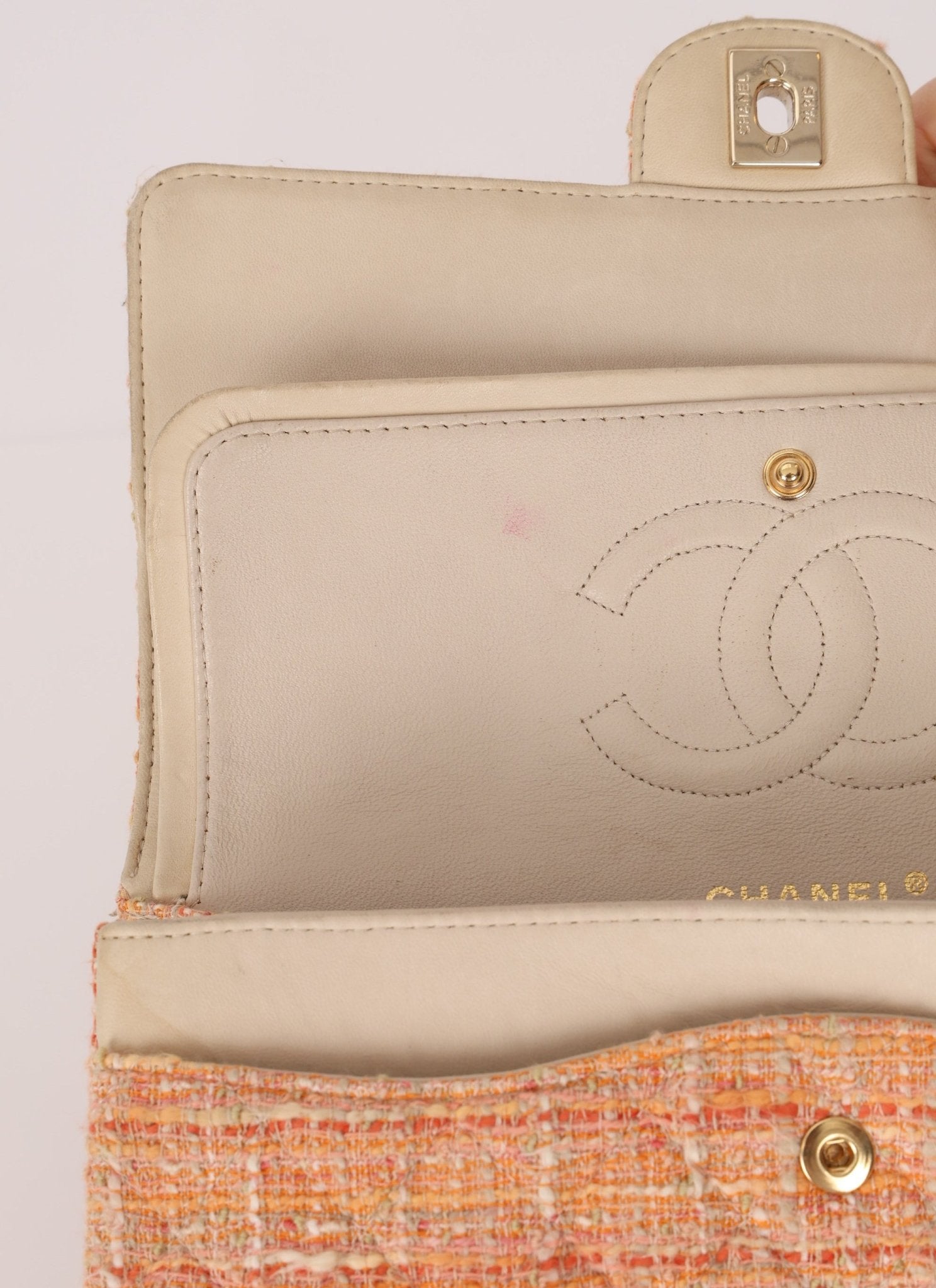 Chanel 2005 Tweed Creamsicle Classic Medium Double Flap - FashioNica