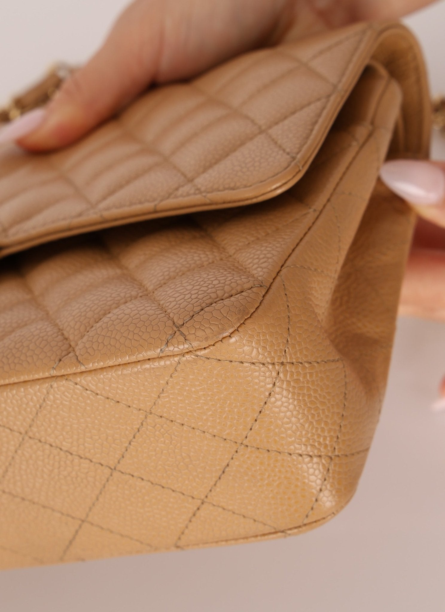 Chanel 2006 Caramel Caviar Medium Classic Double Flap 24K GP - FashioNica