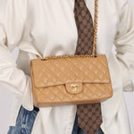 Chanel 2006 Caramel Caviar Medium Classic Double Flap 24K GP - FashioNica
