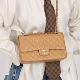 Chanel 2006 Caramel Caviar Medium Classic Double Flap 24K GP - FashioNica