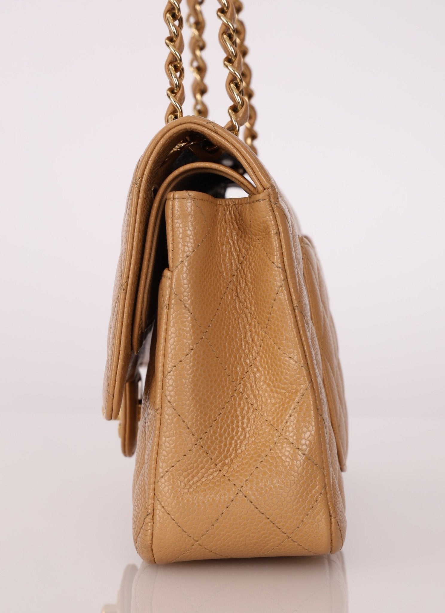 Chanel 2006 Caramel Caviar Medium Classic Double Flap 24K GP - FashioNica