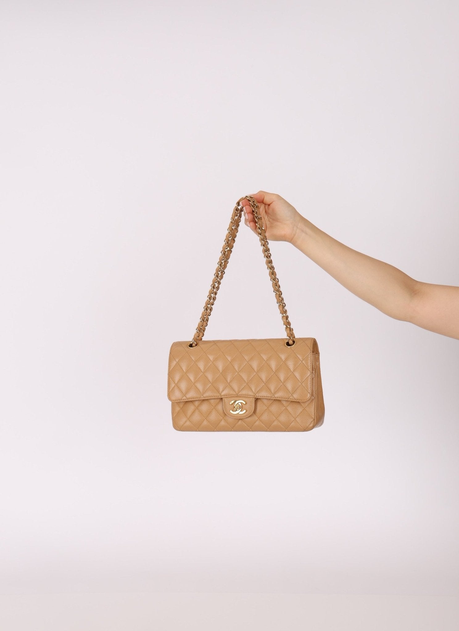 Chanel 2006 Caramel Caviar Medium Classic Double Flap 24K GP - FashioNica