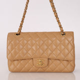 Chanel 2006 Caramel Caviar Medium Classic Double Flap 24K GP - FashioNica